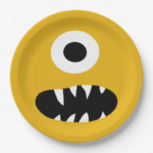 Choose Colour Kids Silly Monster Face Yellow Party Paper Plate