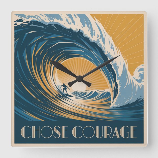 Choose Courage Square Wall Clock (Front)
