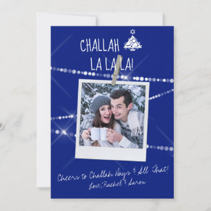 Choose Custom Colour Photo Chrismukkah Card in Blu