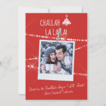 Choose Custom Colour Photo Chrismukkah Card | Red<br><div class="desc">Choose the customise tool to change the background colours to any of your choosing, if red isn't your preference. "Challah La La La" is one of our series of photo-fun holiday designs. It's about Hanukkah, but also about inclusion of other celebrations, in a fun, light way. It features white handwriting...</div>