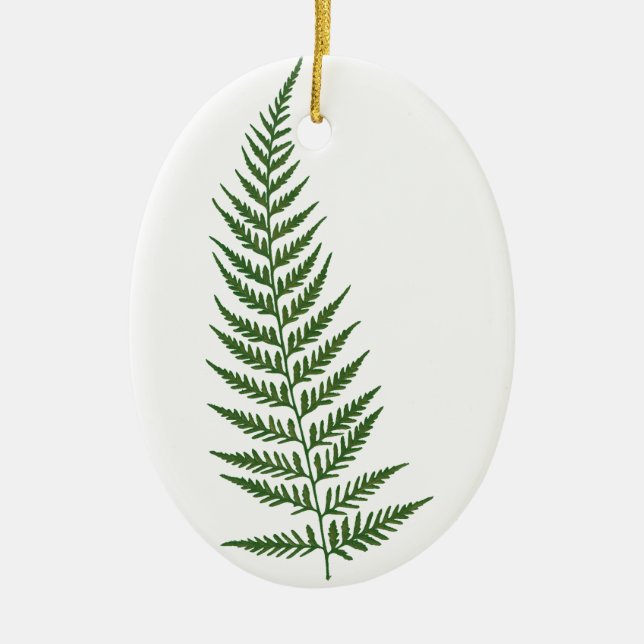 Choose Custom Colour Pressed Fern Leaf Ceramic Tree Decoration (Front)