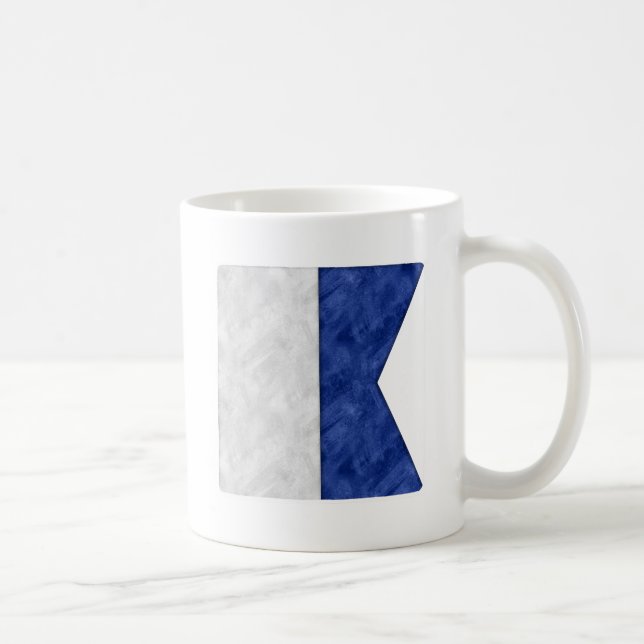 Choose from 26 Watercolor Nautical Maritime Flags Coffee Mug (Right)