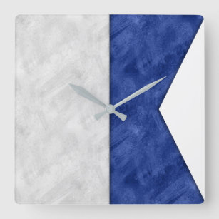 Choose from 26 Watercolor Nautical Maritime Flags Square Wall Clock