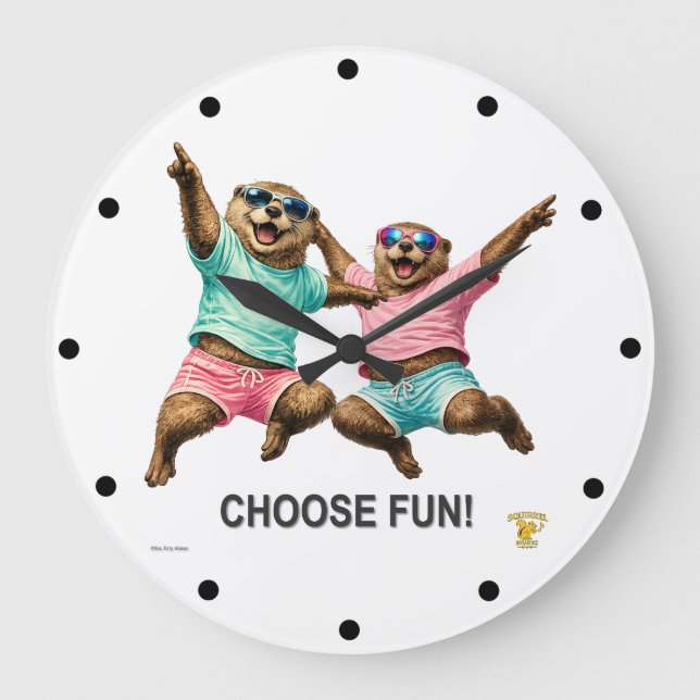 Choose Fun Otter Duo Large Clock (Front)