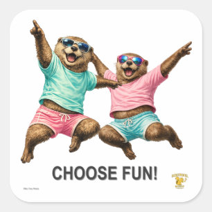 Choose Fun Otter Duo Square Sticker
