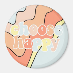 Choose Happy aesthetic 70s refrigerator magnet