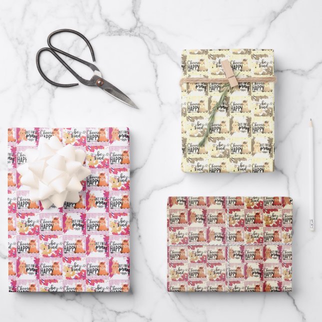 Choose Happy, But Pray, Be Kind 3 Sets Wrapping Paper Sheet (Front)