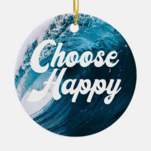 Choose Happy Ceramic Tree Decoration