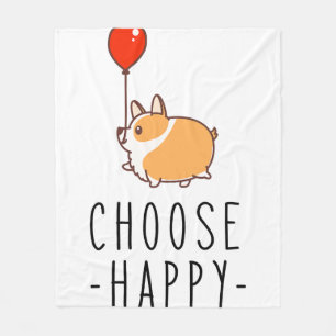 Choose Happy Corgi Lover Gift Dog Quote Corgi Mum Fleece Blanket
