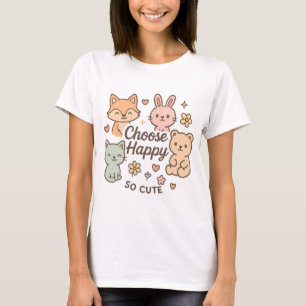 Choose Happy – Cute Pastel Animal T-Shirt