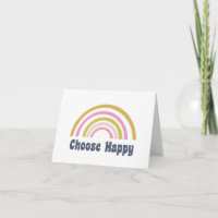 Choose Happy Cute Retro Rainbow Inspirational