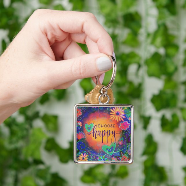Choose Happy Fun and Colourful Key Ring (Hand)