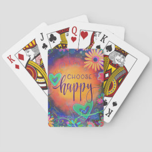 Choose Happy Fun Colourful Whimsical  Playing Cards