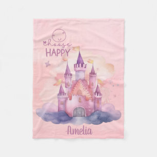 Choose Happy Palace on the Pink Cloud Fleece Blanket