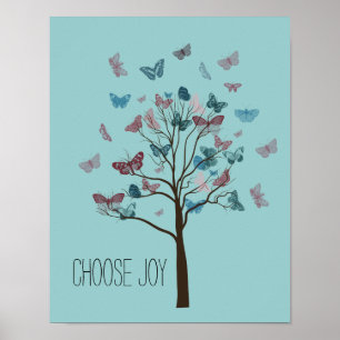 Choose Joy Butterflies Tree Poster