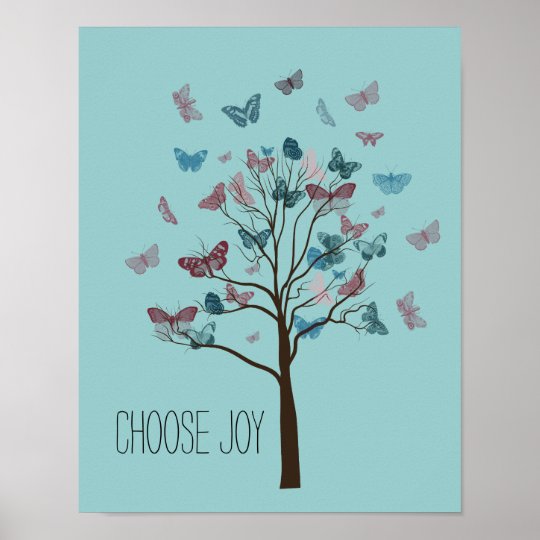 Choose Joy Butterflies Tree Poster  Zazzle.co.uk