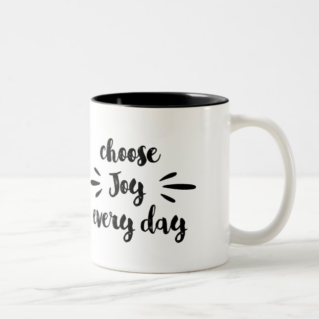 Choose joy every day motivational quote Two-Tone coffee mug (Right)