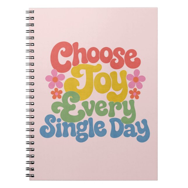 Choose Joy Every Single Day Retro Rainbow  Notebook (Front)