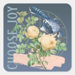 Choose Joy Floral Design Square Sticker