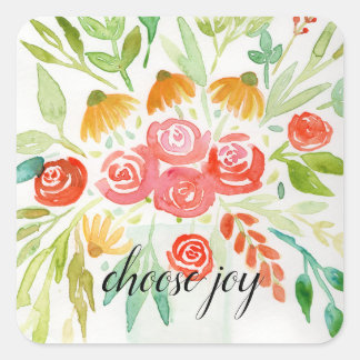 Choose Joy Floral Square Sticker