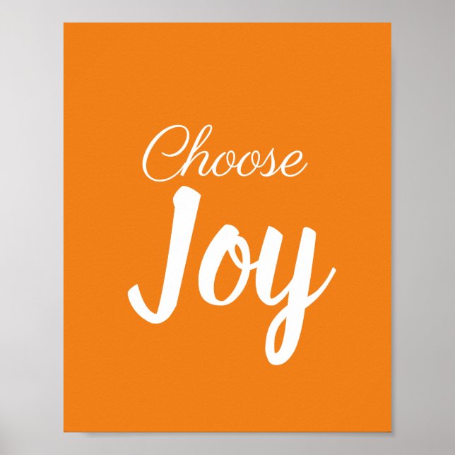 Choose Joy Girly Pastel Orange and White Modern Poster (Front)