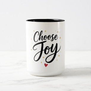 Choose Joy Gold Star Motivational Quote Two-Tone Coffee Mug