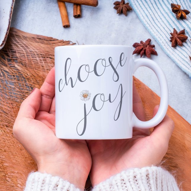 ‘Choose Joy’ Inspirational Quote Minimalist Coffee Mug (Choose Joy Minimalist Mug)