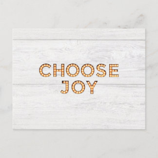 Choose Joy Light Up Style Letters Positive Message Holiday Postcard