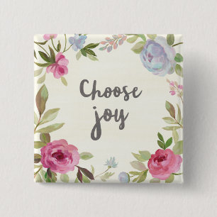 Choose Joy Pastel Floral 15 Cm Square Badge
