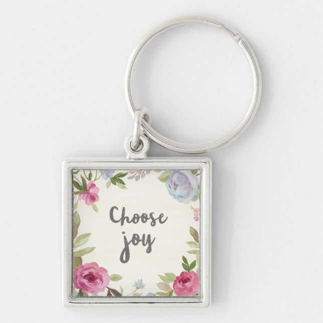 Choose Joy Pastel Floral Key Ring (Front)