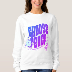 Choose Joy & Peace Cute Inspirational Blue Purple Sweatshirt