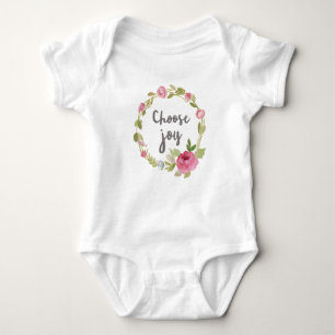 Choose Joy Pink Pastel Roses Baby Bodysuit