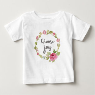 Choose Joy   Pink Pastel Roses Baby T-Shirt