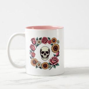 Choose Joy Skull and Flowers Two-Tone Coffee Mug