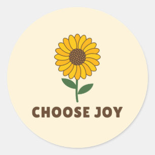 Choose Joy Sunflower Positive Floral Inspirational Classic Round Sticker