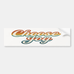 Choose Joy Vintage 70s Rainbow Script Bumper Sticker
