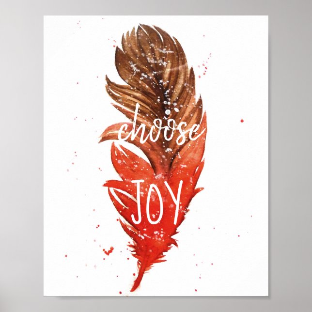 Choose Joy // Watercolor Feather Poster (Front)