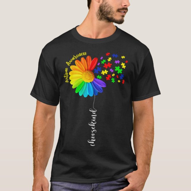 Choose Kind Autism Awareness Month Sunflower Dad M T-Shirt (Front)