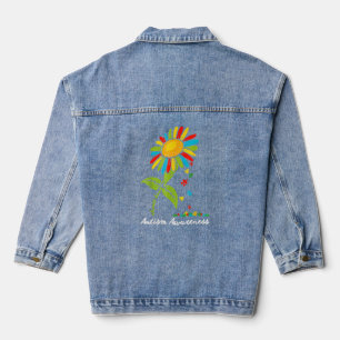 Choose Kind Autism Awareness Month Women Sunflower Denim Jacket