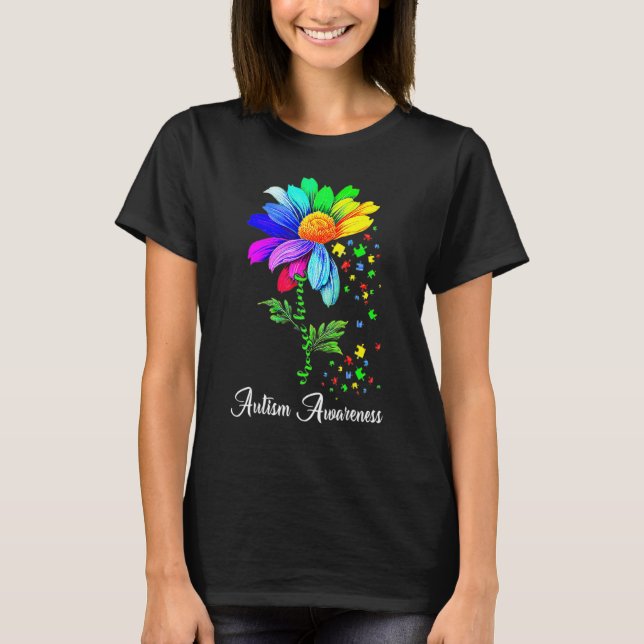 Choose Kind Autism Awareness Month Women Sunflower T-Shirt (Front)