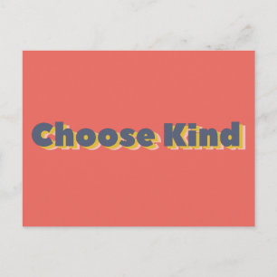 Choose Kind Bold 3D Typography Postcard
