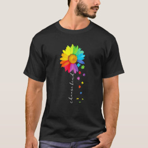 Choose Kind Rainbow Sunflower Warrior Autism Aware T-Shirt