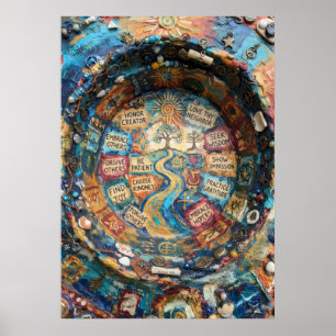Choose Kindness Inspirational Mandala Affirmation Poster