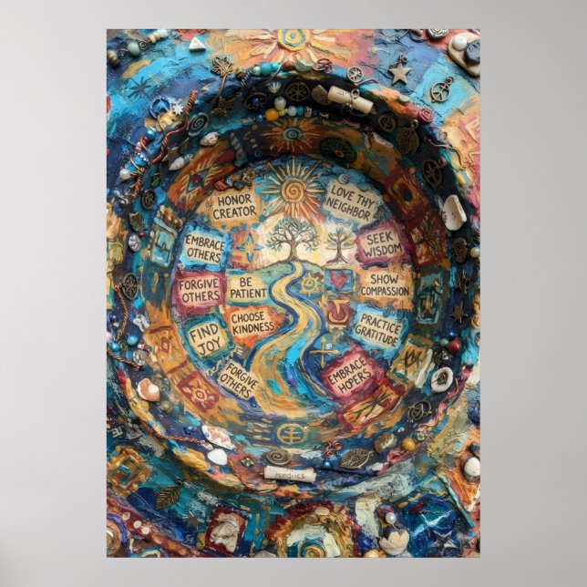 Choose Kindness Inspirational Mandala Affirmation  Poster (Front)