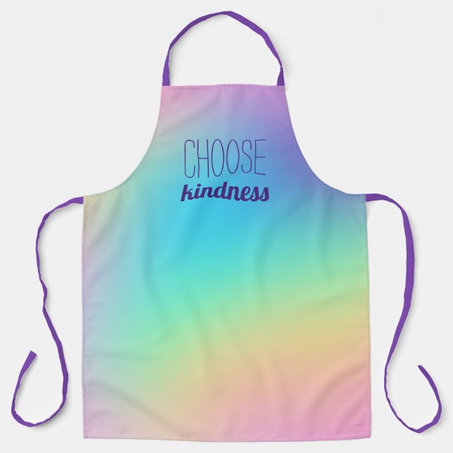 "Choose Kindness" Pastel Rainbow Gradient Apron (Front)