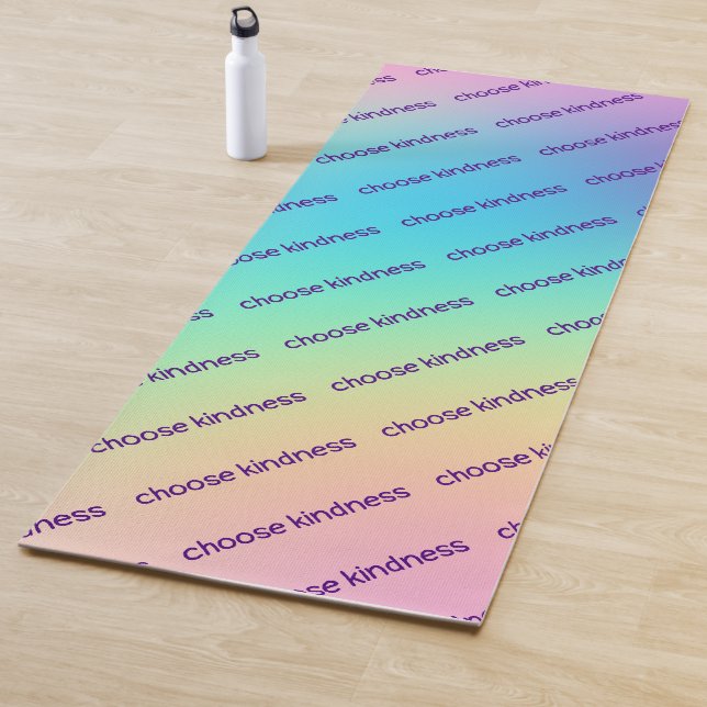 "Choose Kindness" Pastel Rainbow Gradient Yoga Mat (In Situ)