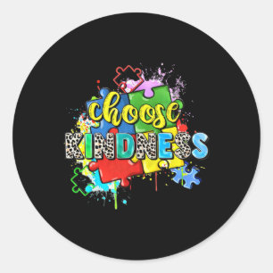 Choose Kindness Puzzle World Autism Awareness Day Classic Round Sticker