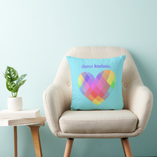 Choose Kindness. Rainbow Heart Cushion