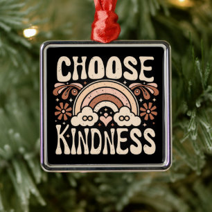 Choose kindness rainbow retro groovy hippie quotes metal tree decoration