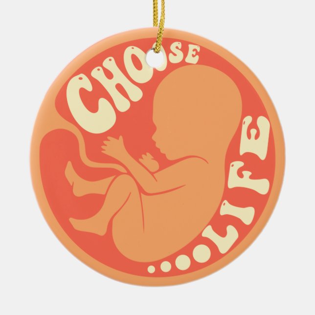 Choose Life Anti Abortion Ceramic Tree Decoration (Front)